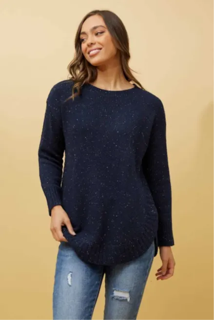 Fleck Knit Jumper Navy