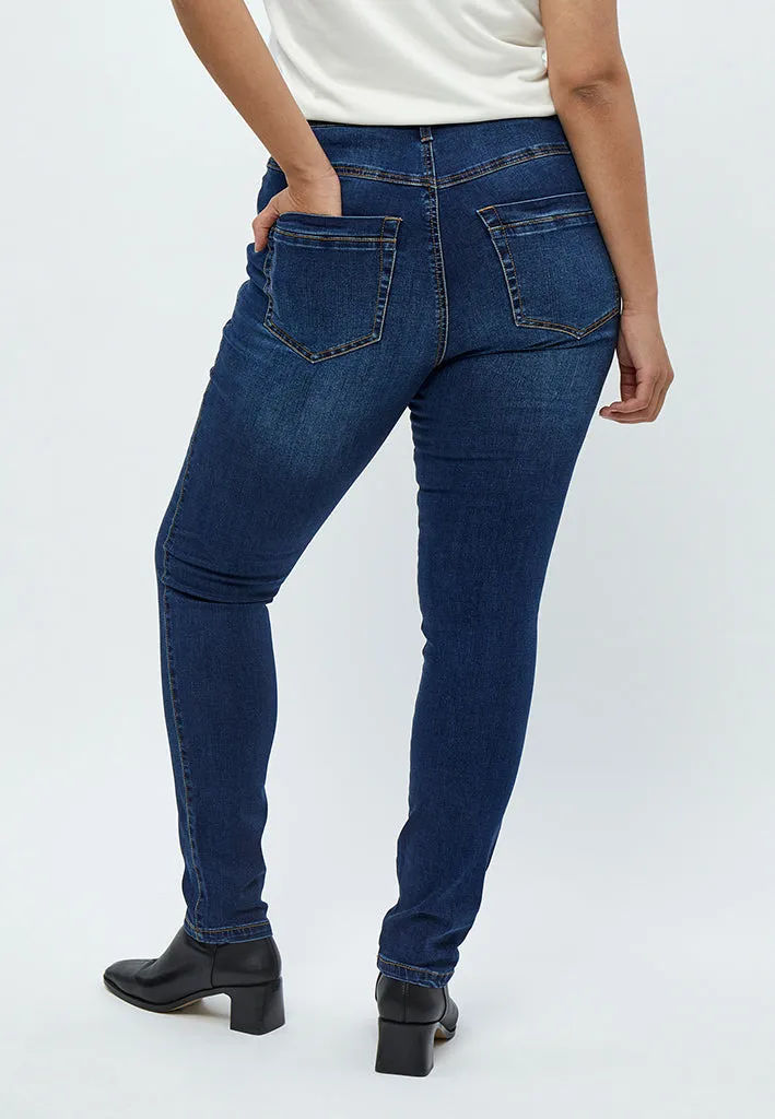 Franny High Waisted Slim Jeans Curve - Mid Blue Denim