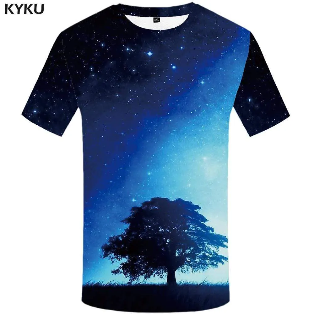 Galaxy Space T-shirts Men Metal T shirts Funny Aurora Tshirt Anime Military T-shirt 3d Tshirts Print Mens Clothing Graphic