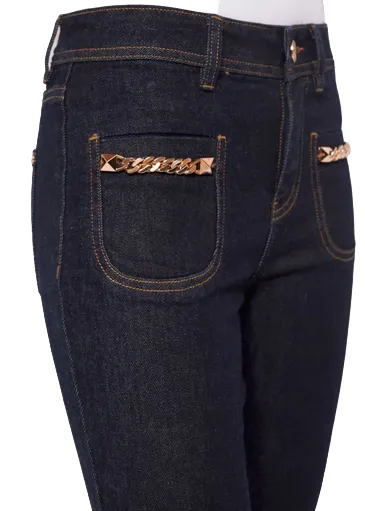 Gaudì pantalone jeans da donna corto a campana Frida 321BD26007 blu