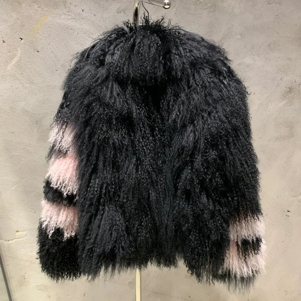 Genuine Curly Lamb Fur Coat - Luxe Quality