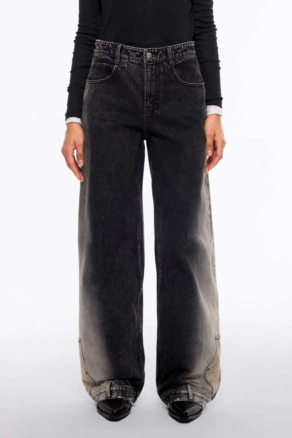 Gradient Low-Rise Wide-Leg Jeans