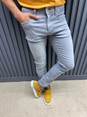 Gray Slim Fit Jeans for Men by GentWith.com