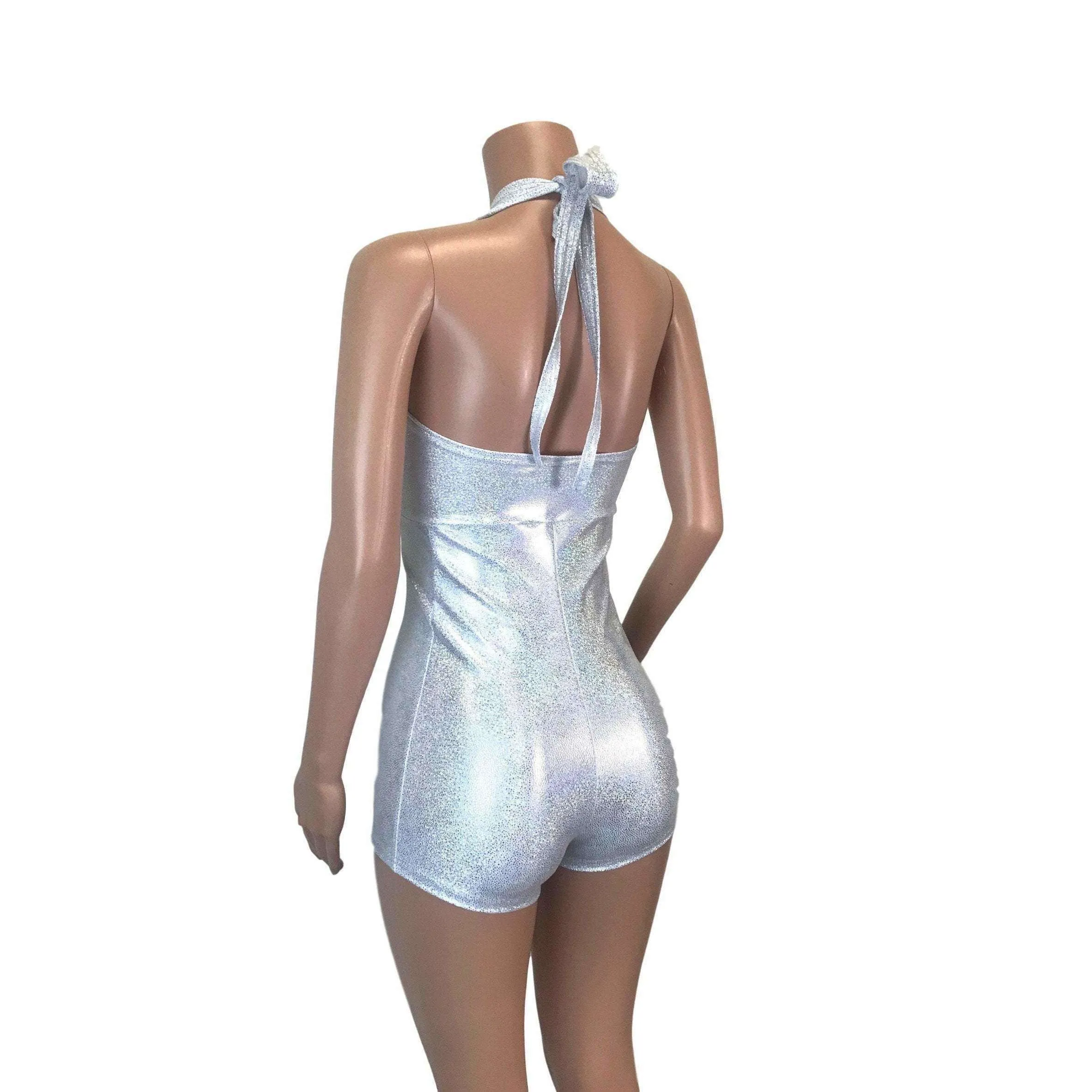 Halter Romper - Silver Holographic