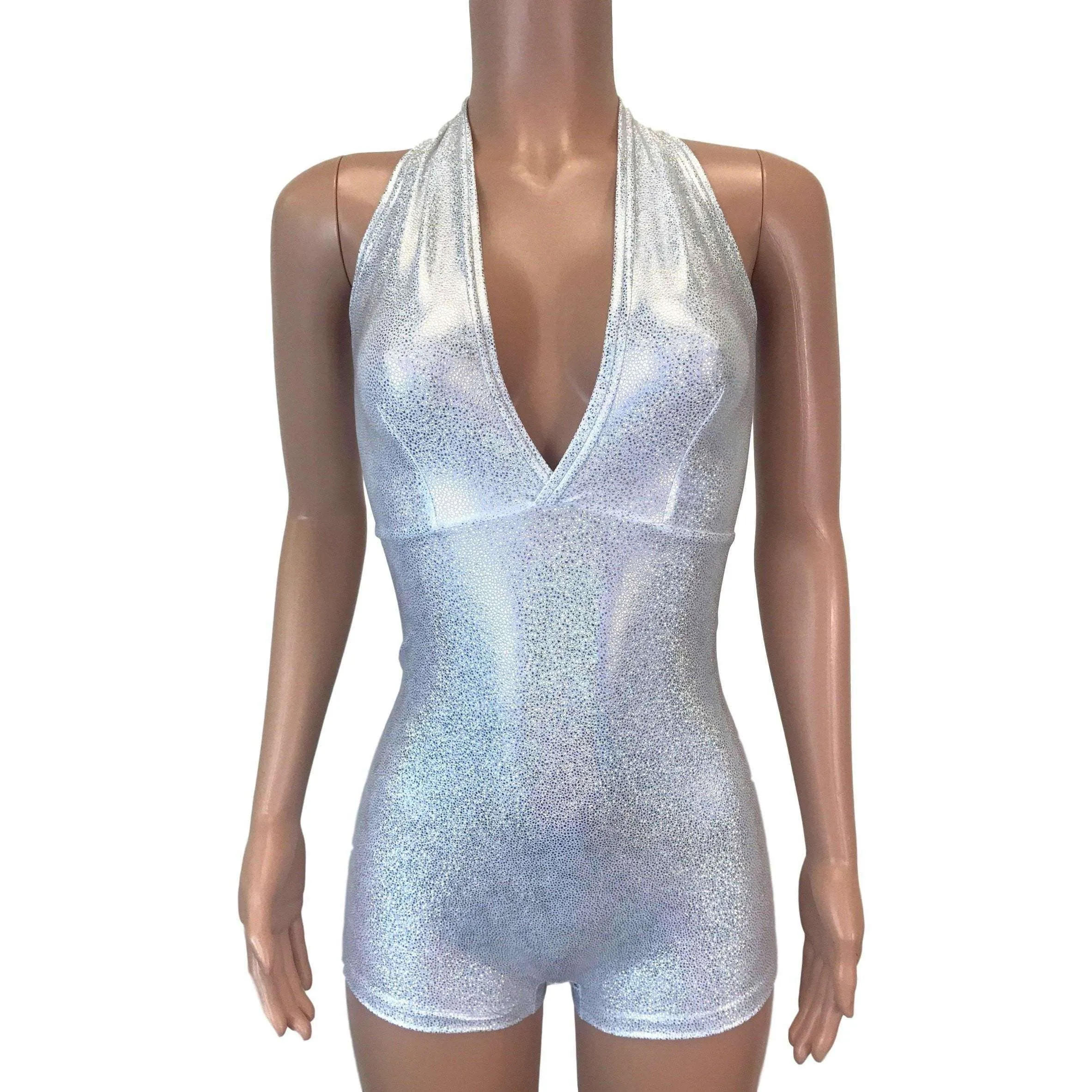 Halter Romper - Silver Holographic