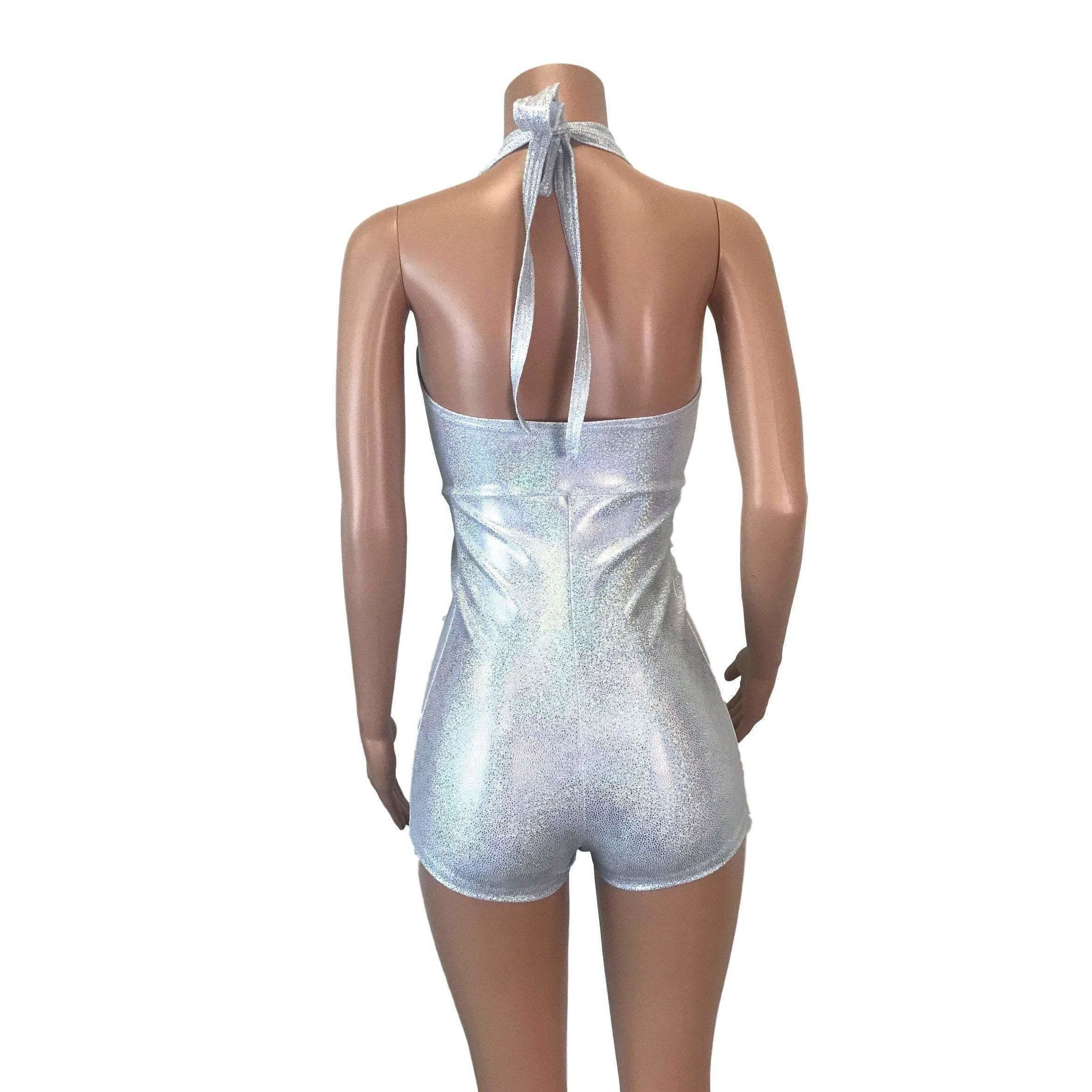 Halter Romper - Silver Holographic