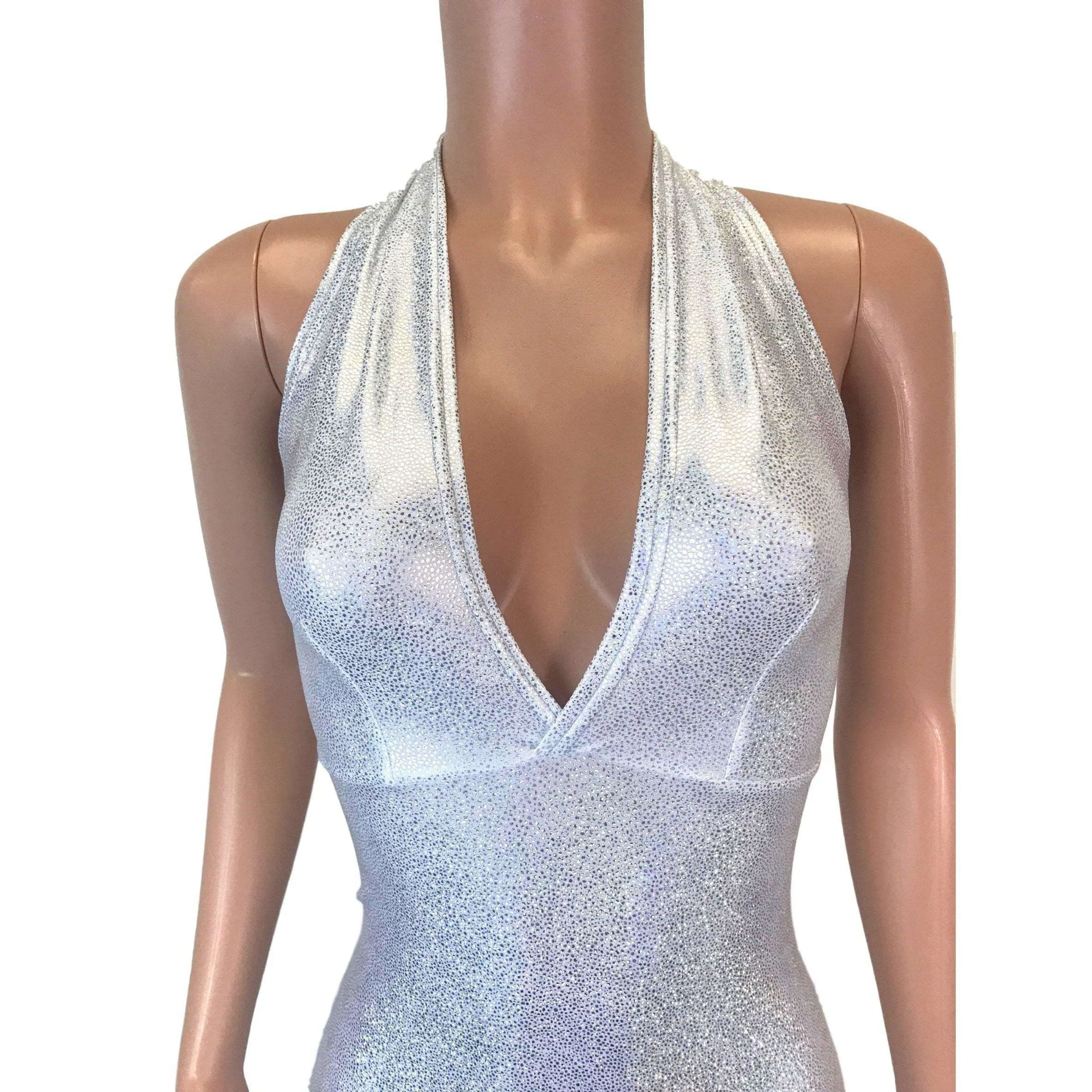 Halter Romper - Silver Holographic