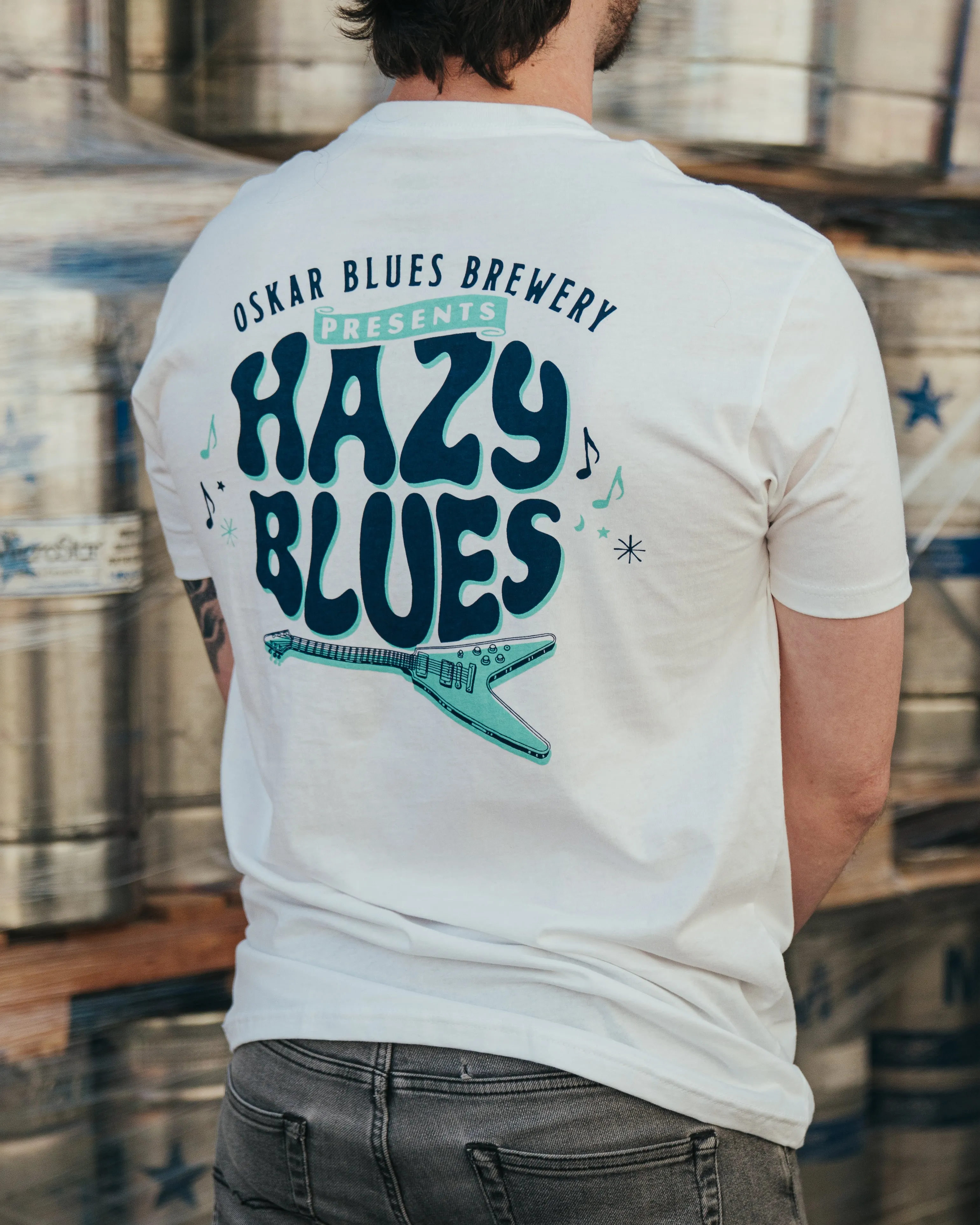 Hazy Blues White Tee