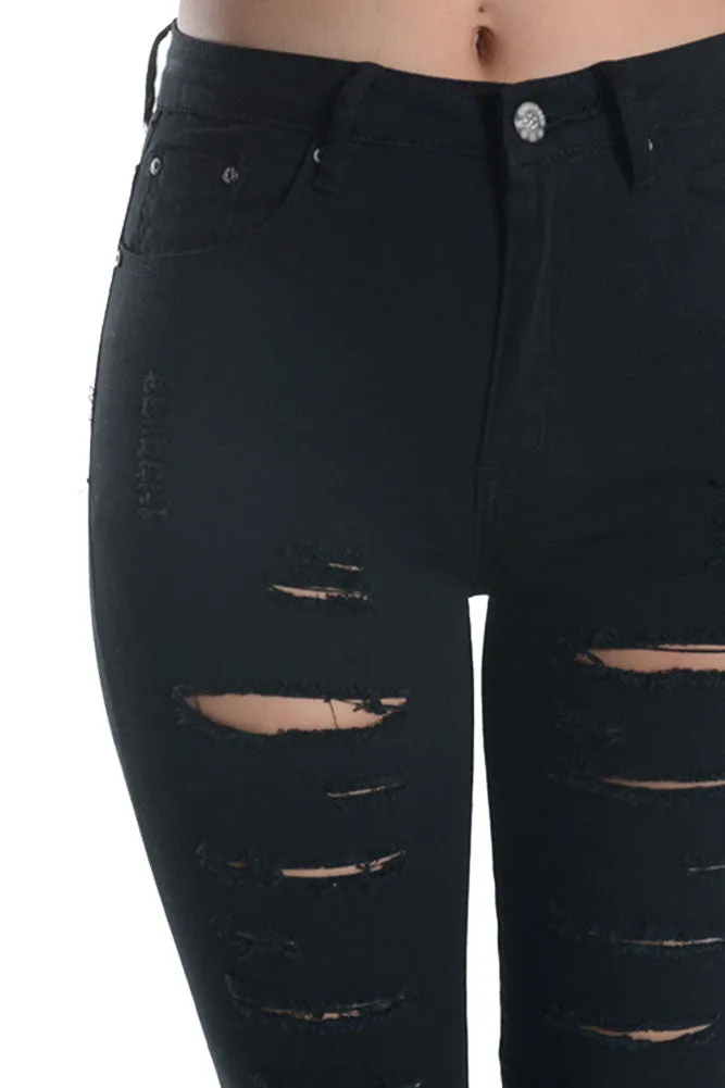 High Rise Destroyed Skinny Fit Jeans