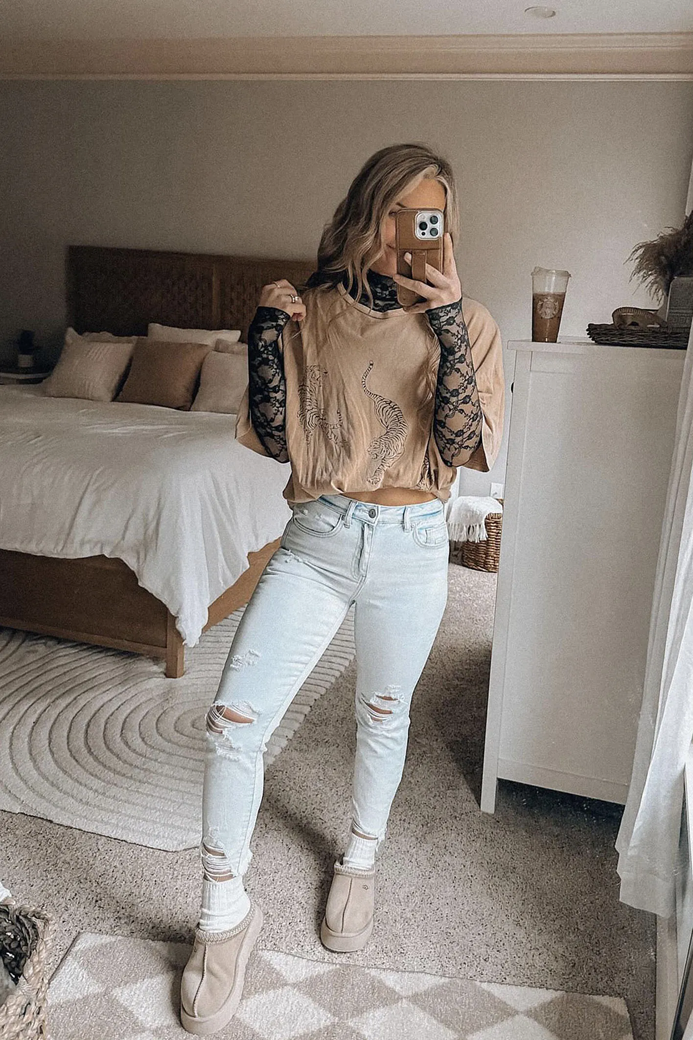 High Rise Jersey Crop Jeans - Destructed Light