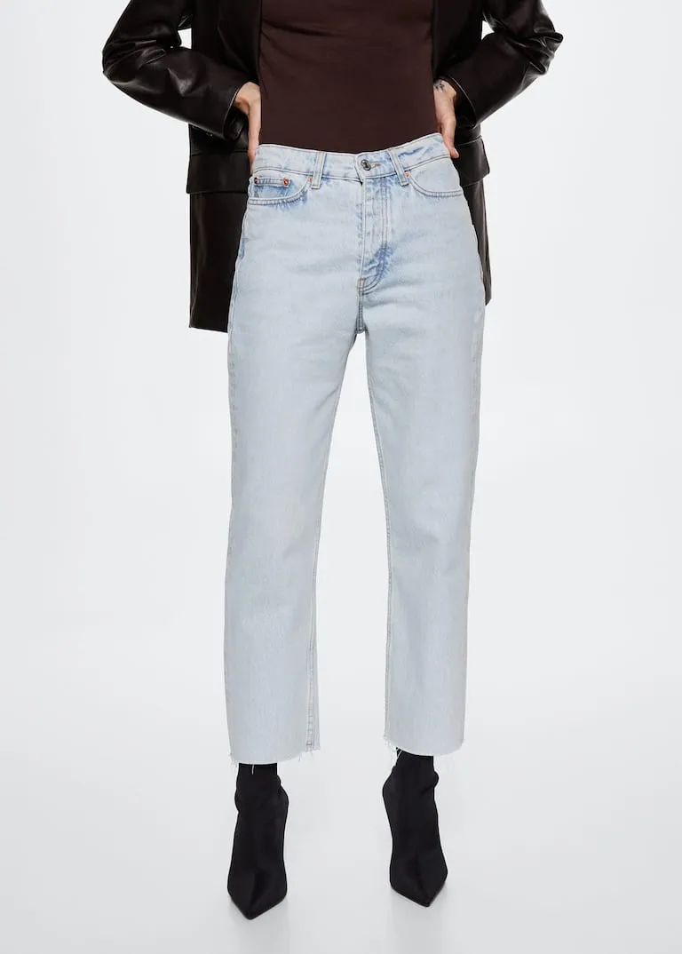 High-waist cropped straight jeans