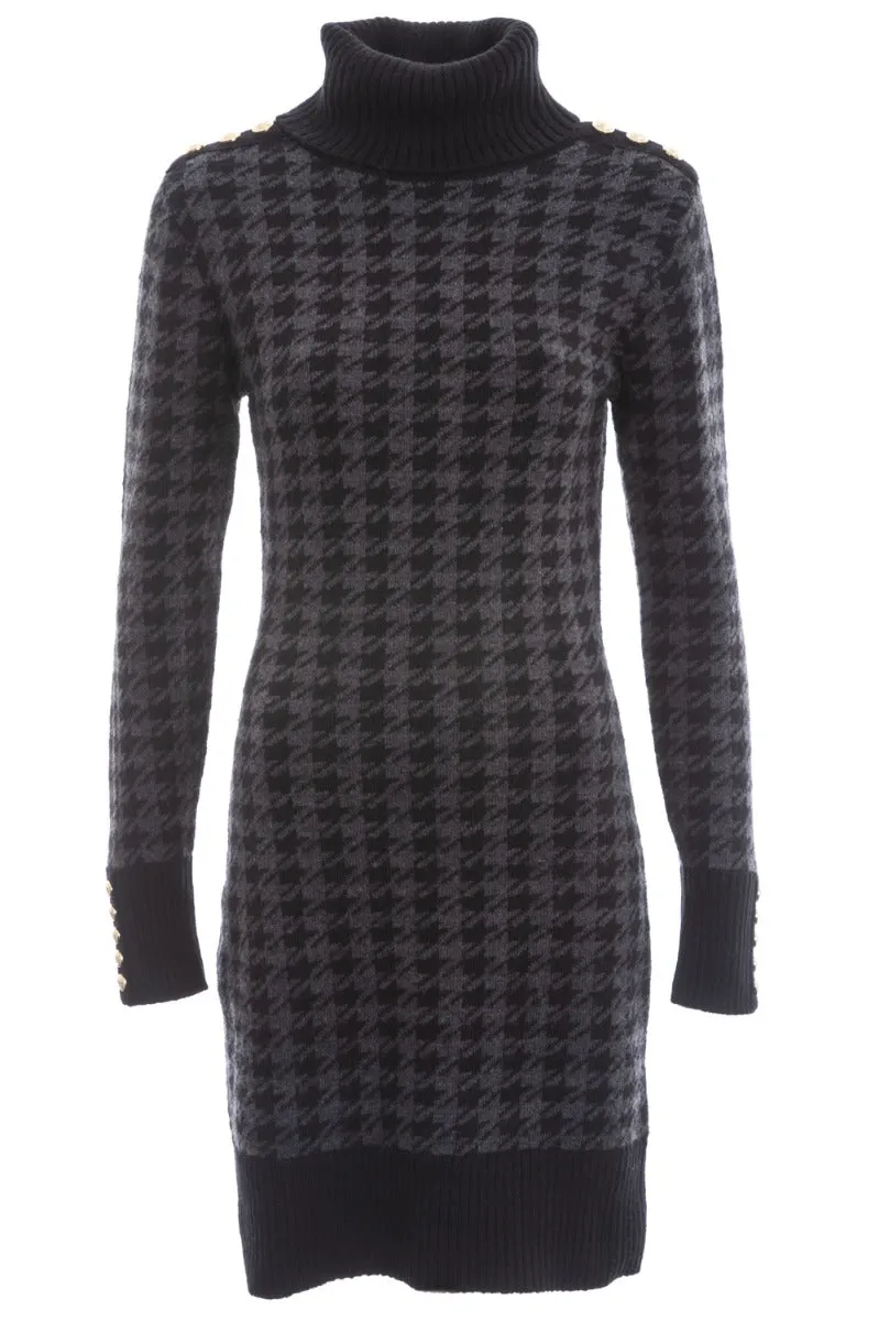 Holland Cooper Heritage Jumper Dress in Grey Houndstooth