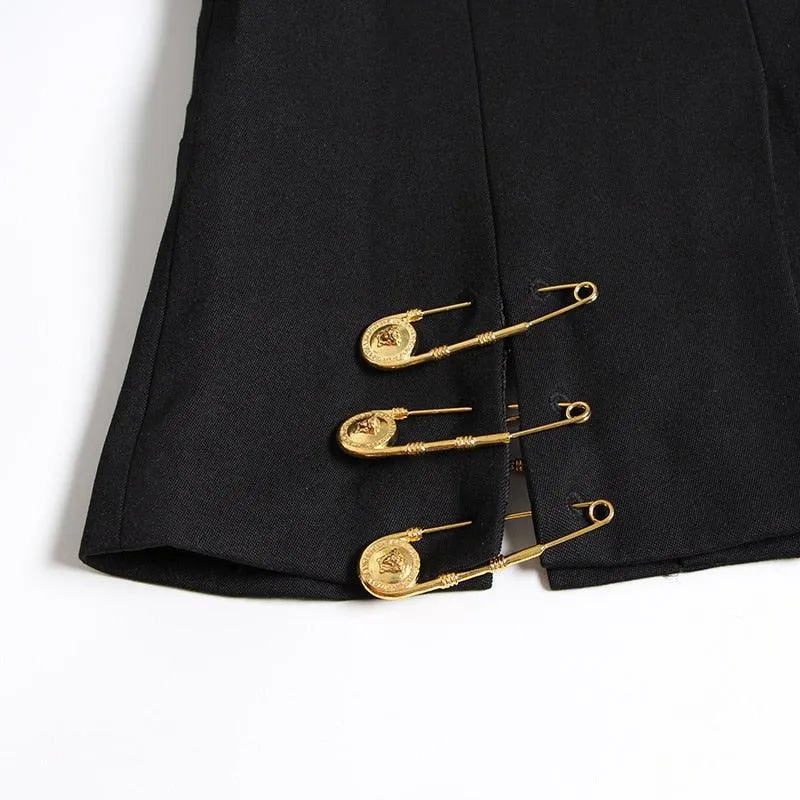 Hollow Out Pin Spliced Jacket Blazer