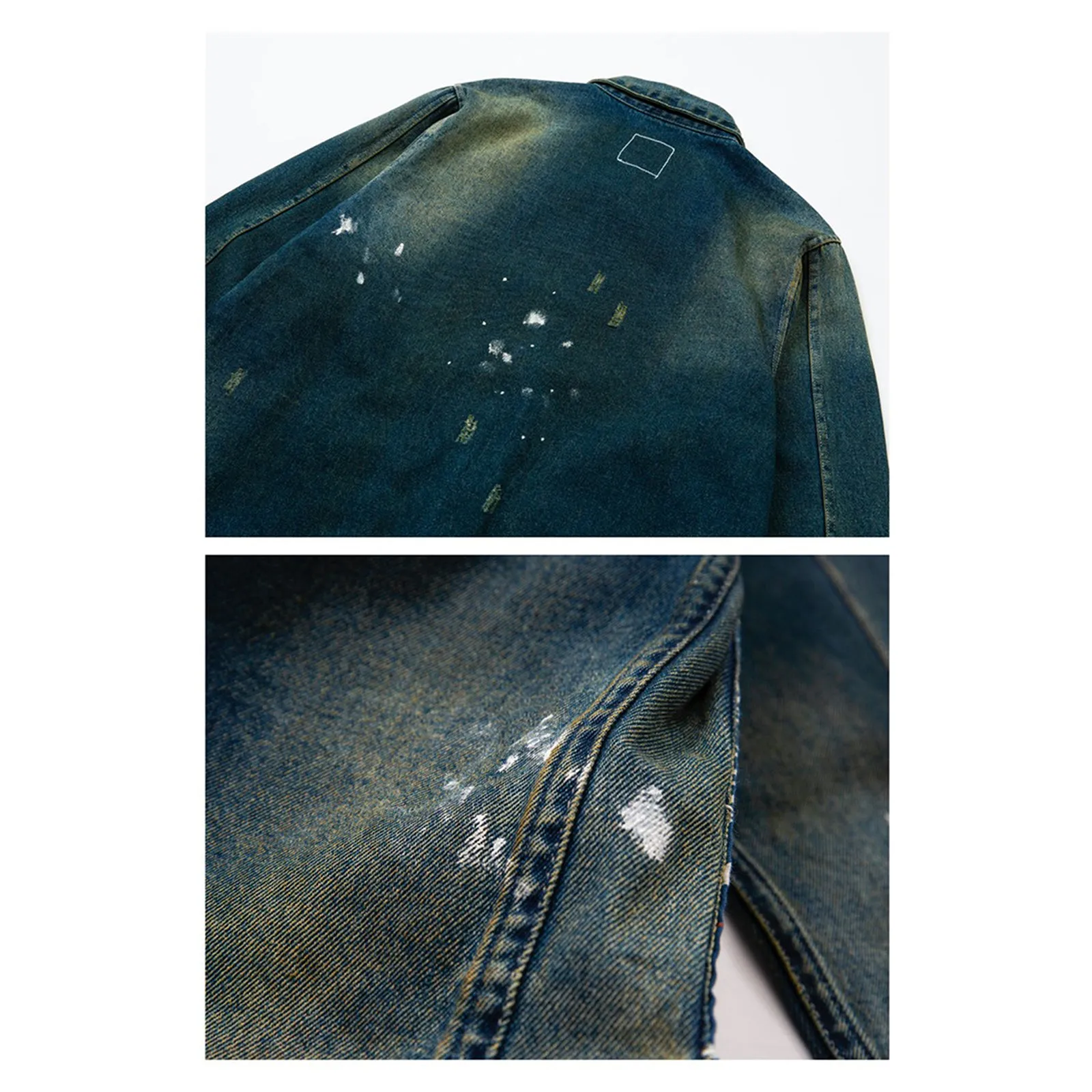 Indigo Calico Stitching Denim Jacket