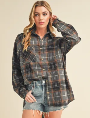 Kate Flannel Shirt, Grey Combo