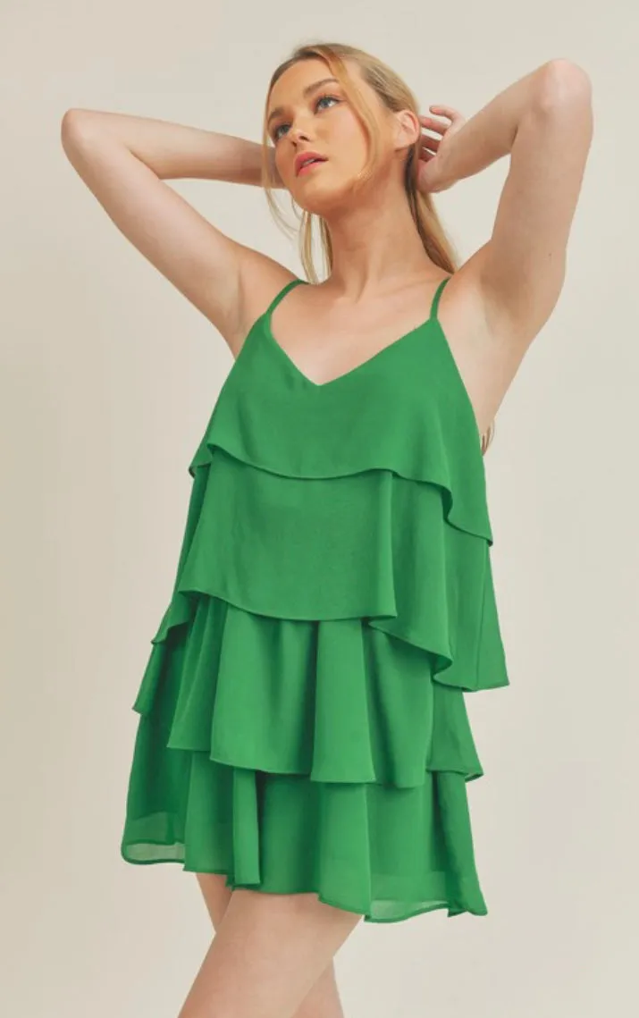 Kelly green romper dress