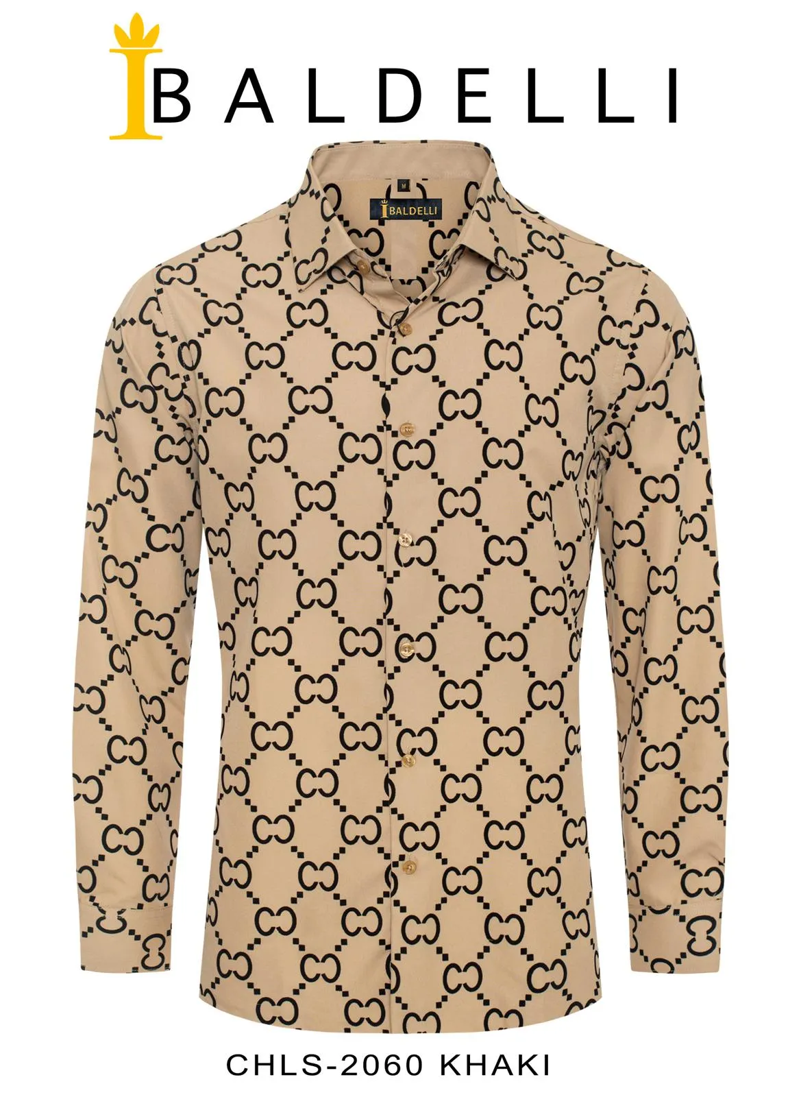 Khaki Men's Print Design Long Sleeve Shirt Regular-Fit Style No: CHLS-2060