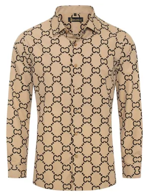 Khaki Men's Print Design Long Sleeve Shirt Regular-Fit Style No: CHLS-2060