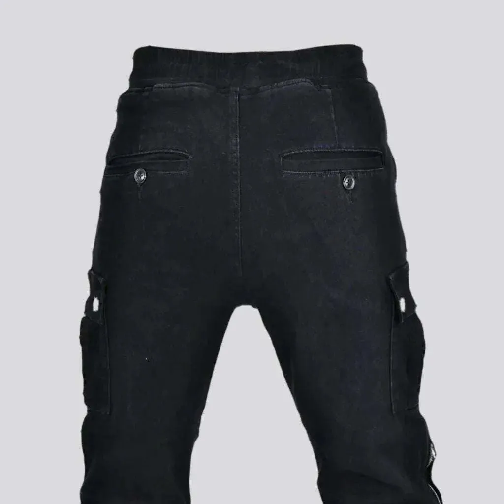 Knee-pads biker men's jeans pants