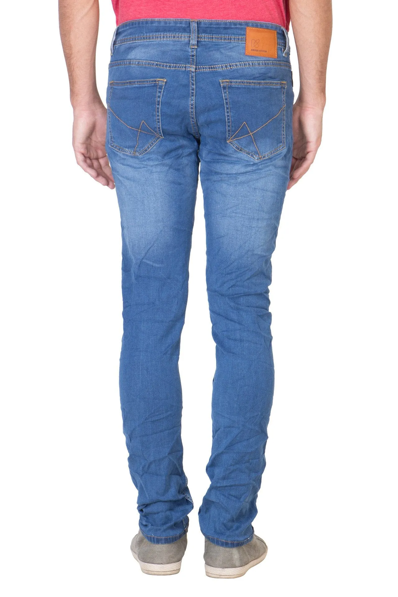 KROSSSTITCH Men's Straight Fit Denim Light Blue Jeans