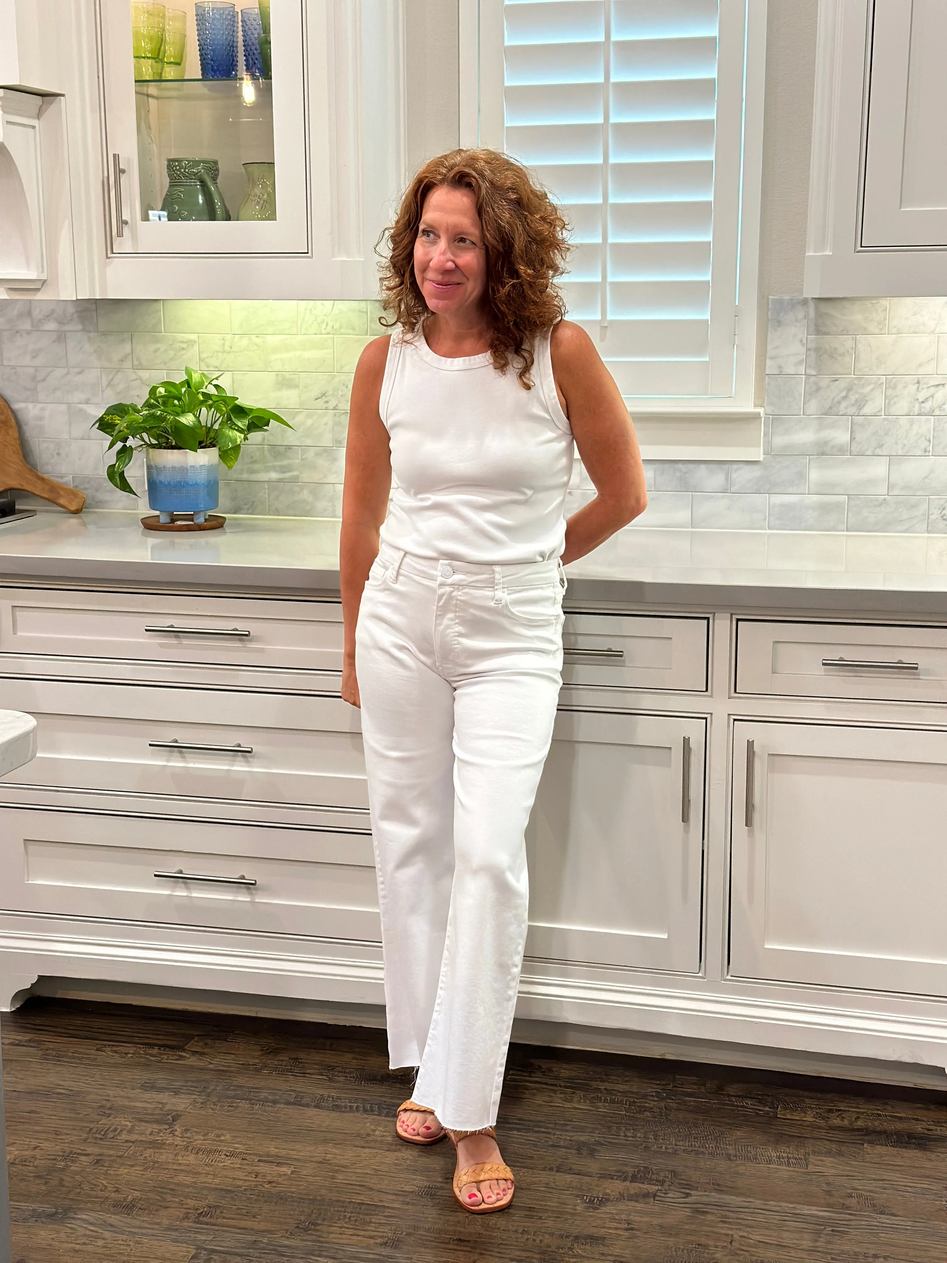 Kut from the Kloth Meg High Rise Wide Leg in Optic White