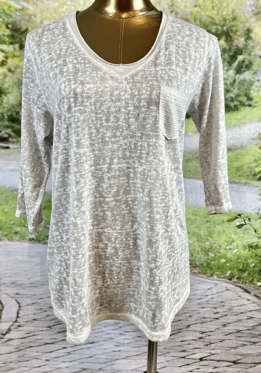 La Strada Sequin Linen cotton viscose Loose Quarter Sleeve Top