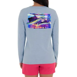 Ladies Two Sails Under Long Sleeve Blue T-Shirt