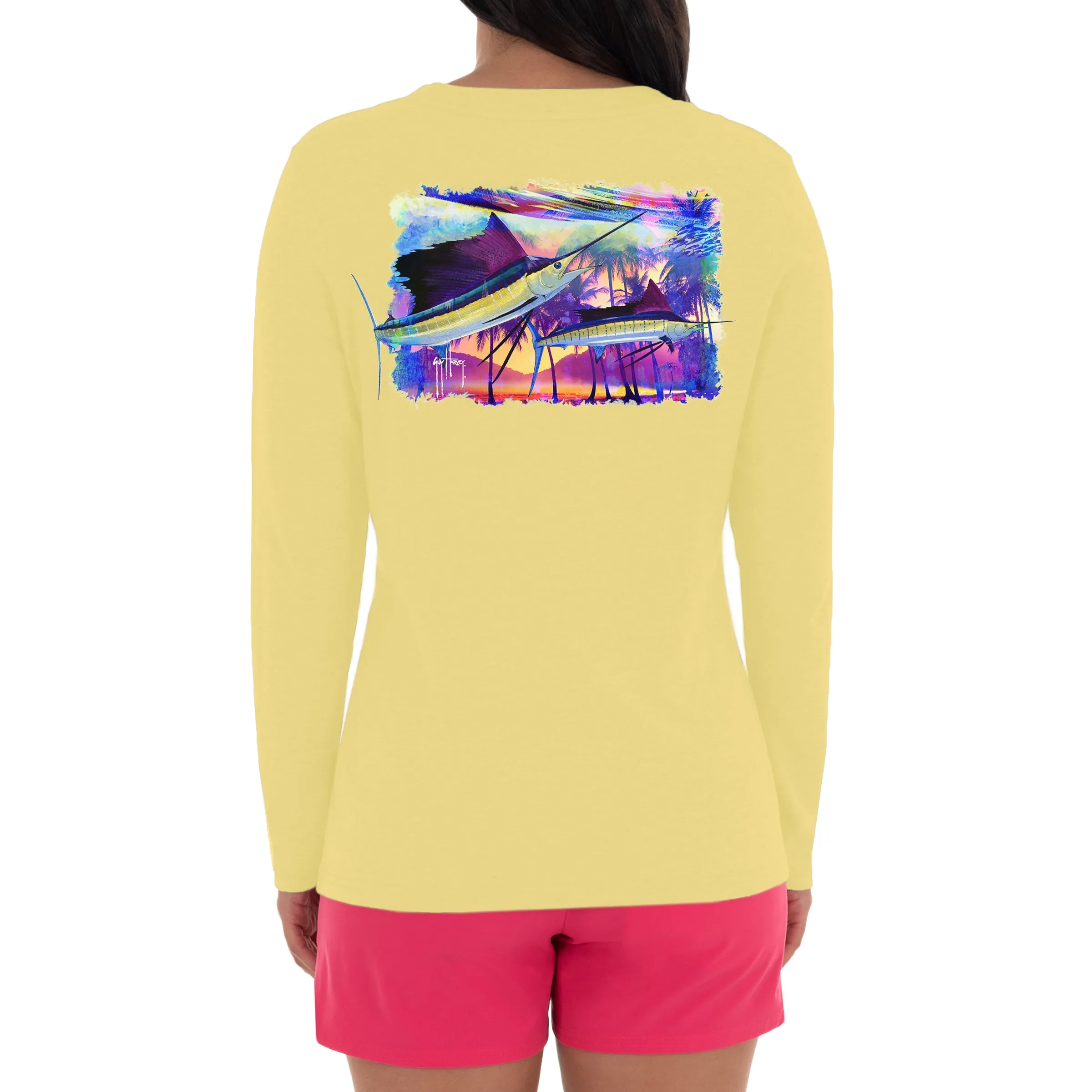 Ladies Two Sails Under Long Sleeve V-Neck T-Shirt