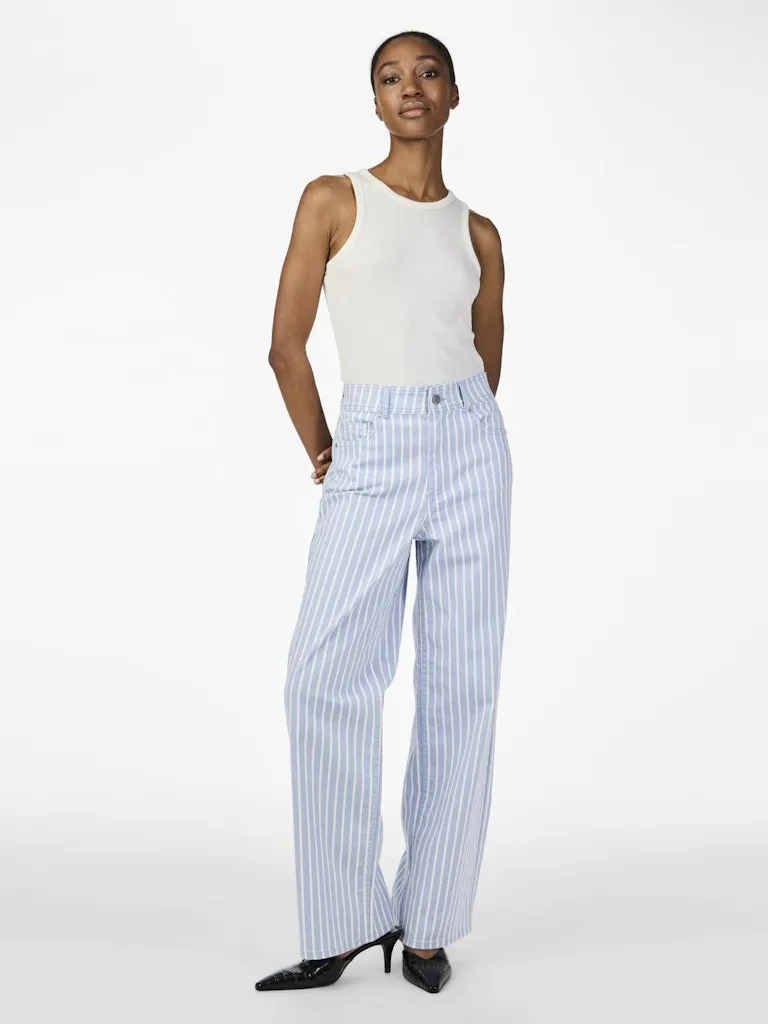 Leonora High Waist Denim Stripe Jeans Kentucky Blue