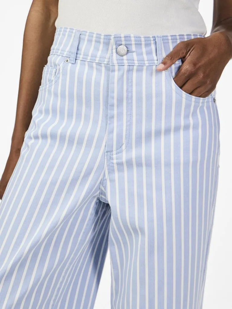 Leonora High Waist Denim Stripe Jeans Kentucky Blue