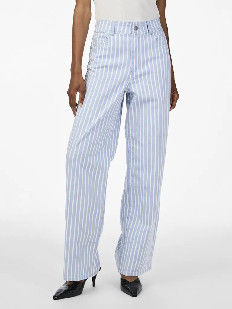 Leonora High Waist Denim Stripe Jeans Kentucky Blue