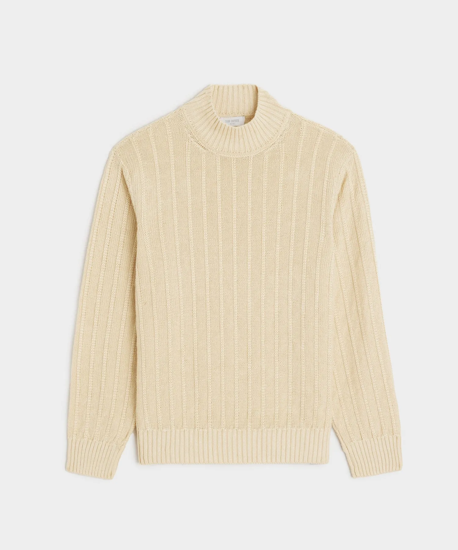 Linen Mock Neck Sweater in Bisque