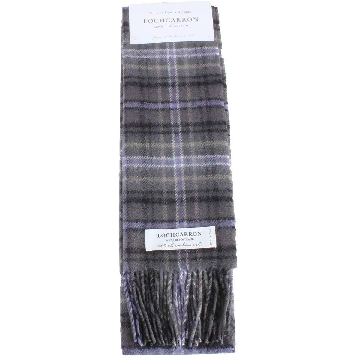 Locharron of Scotland Bowhill Scotland Forever Antique Lambswool Scarf - Grey/Purple