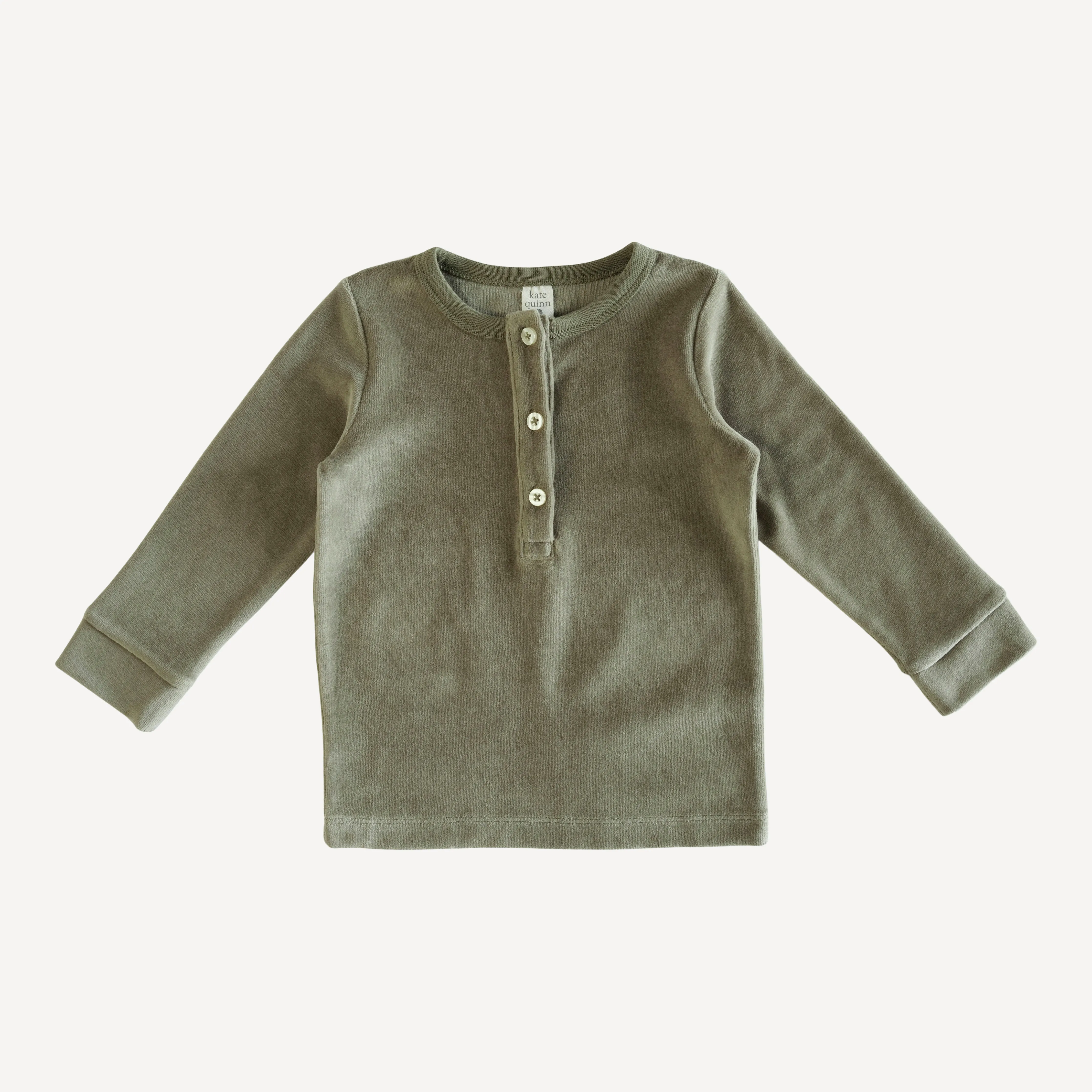 long sleeve sport henley shirt | vetiver | organic cotton velour