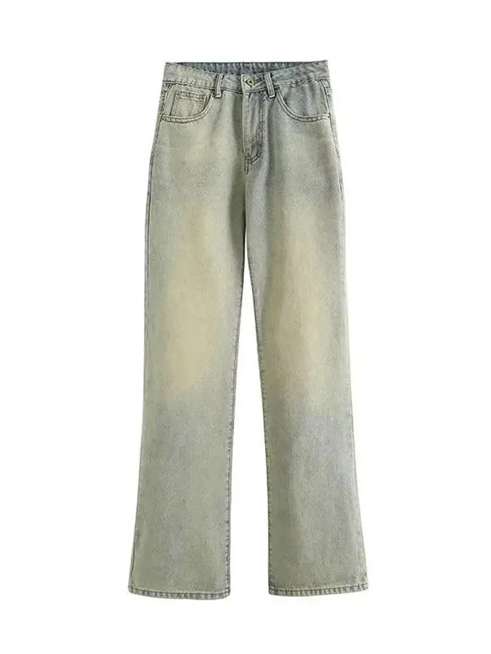 Low Waist Washed Straight-Fit Boot-Cut Jeans