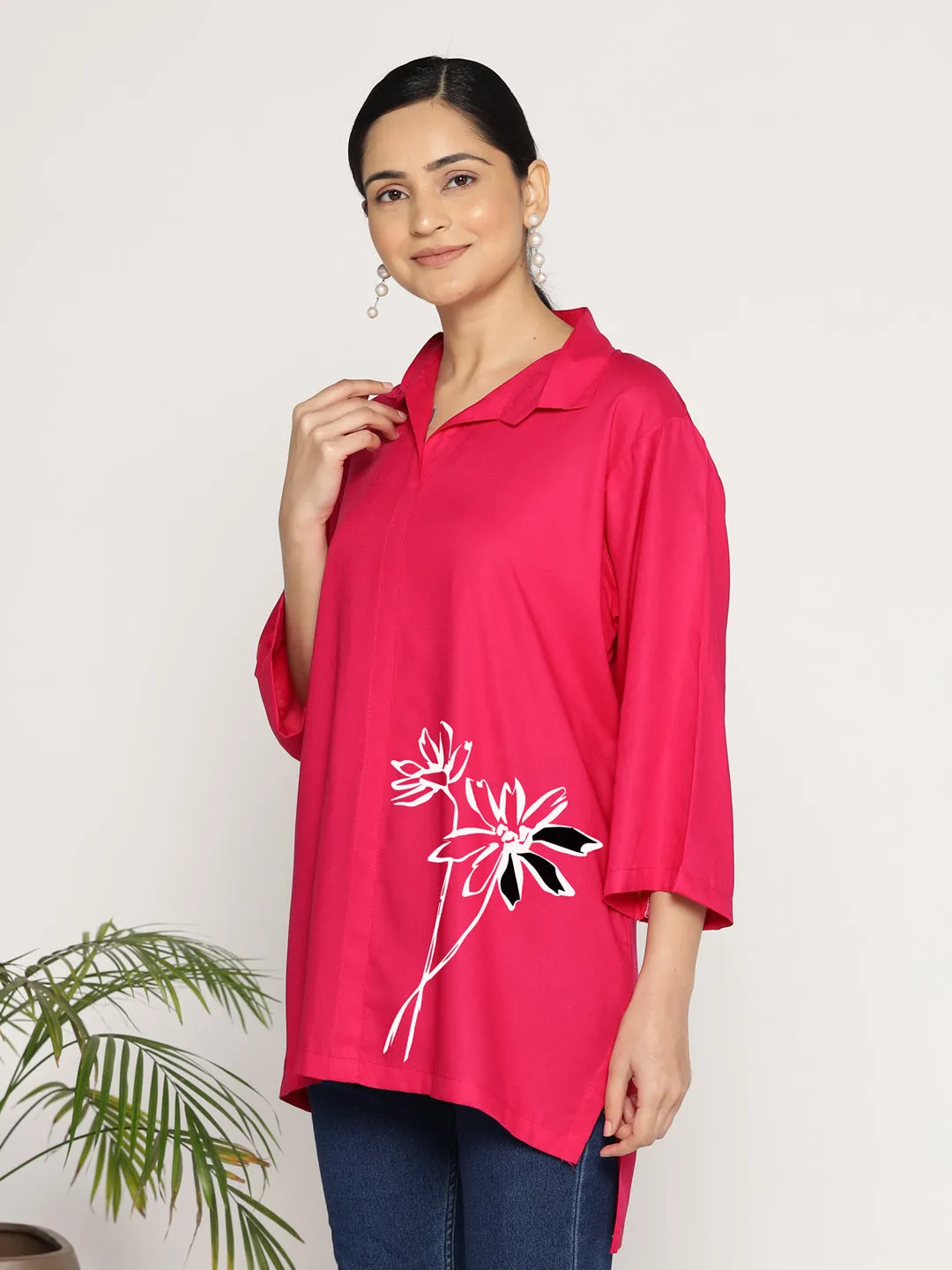 Magenta Rayon ShirtTop - Brise