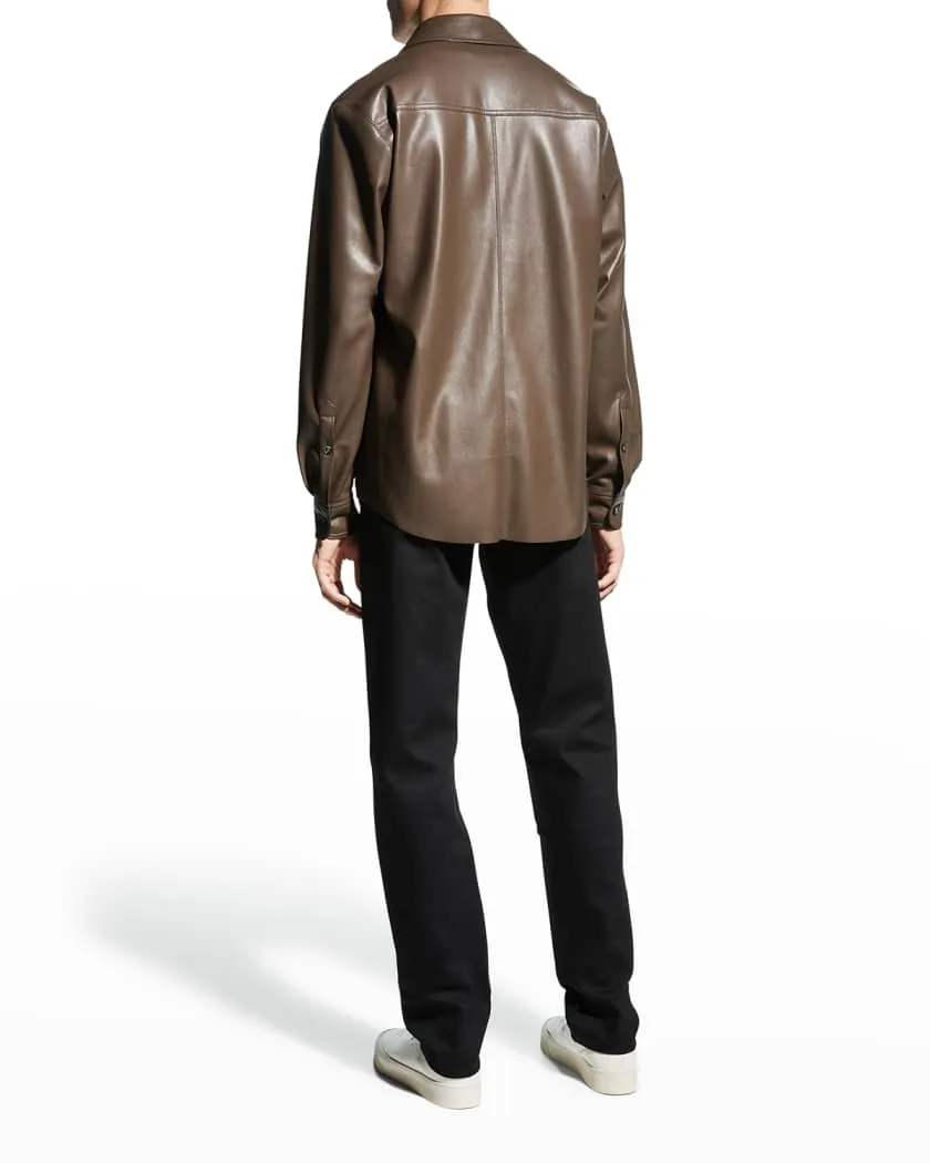 Men’s Chocolate Brown Genuine Leather Shirt