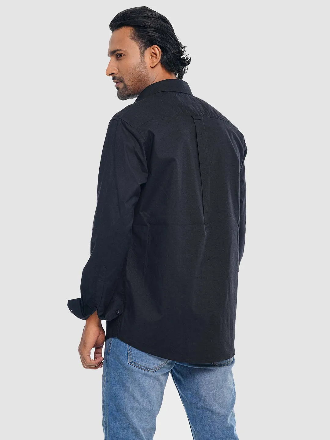 Men's Full Sleeve Shirt in Jet Black