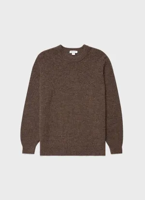 Men's Luxury British Wool Jumper in Natural Brown