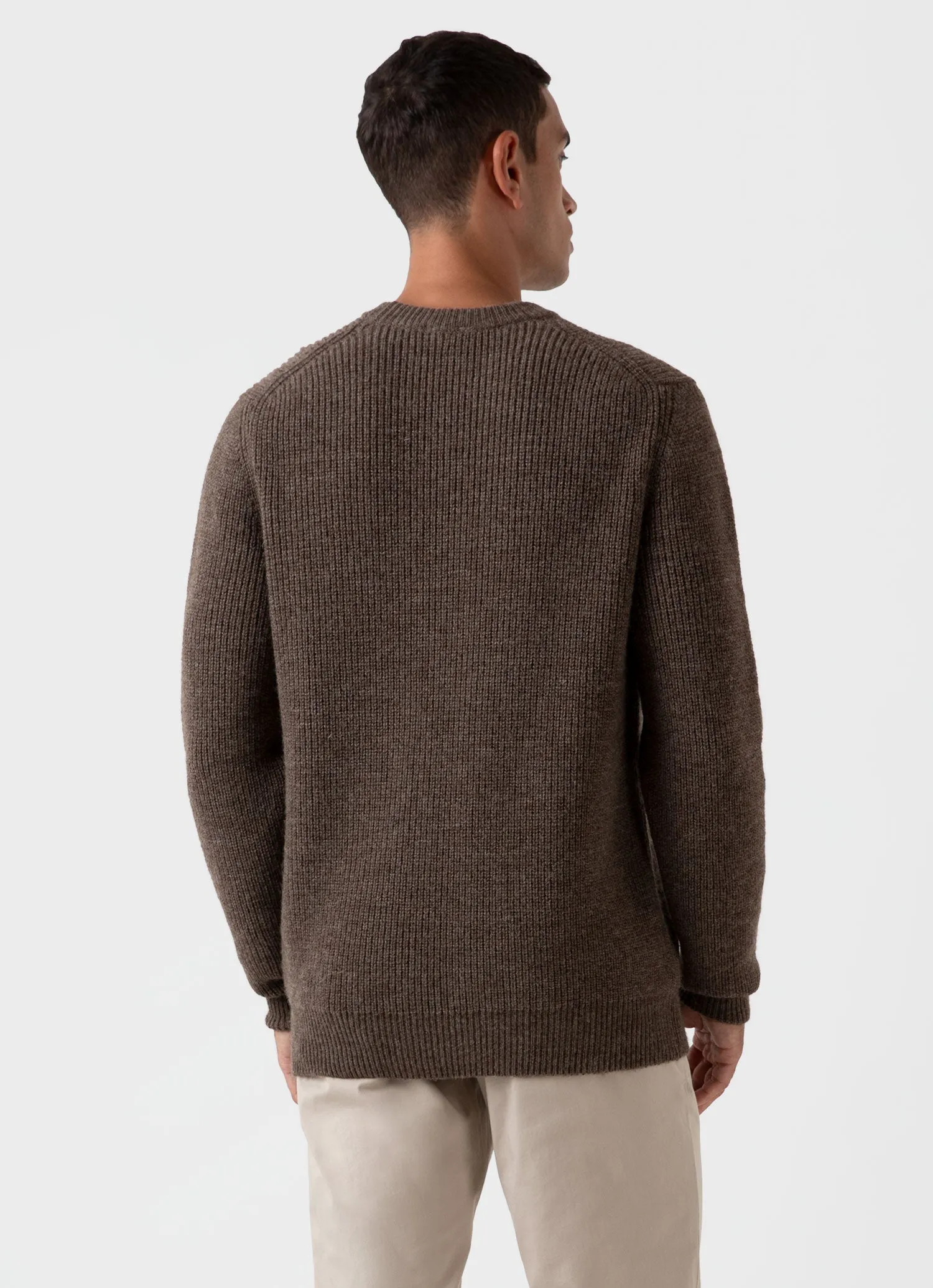 Men's Luxury British Wool Jumper in Natural Brown