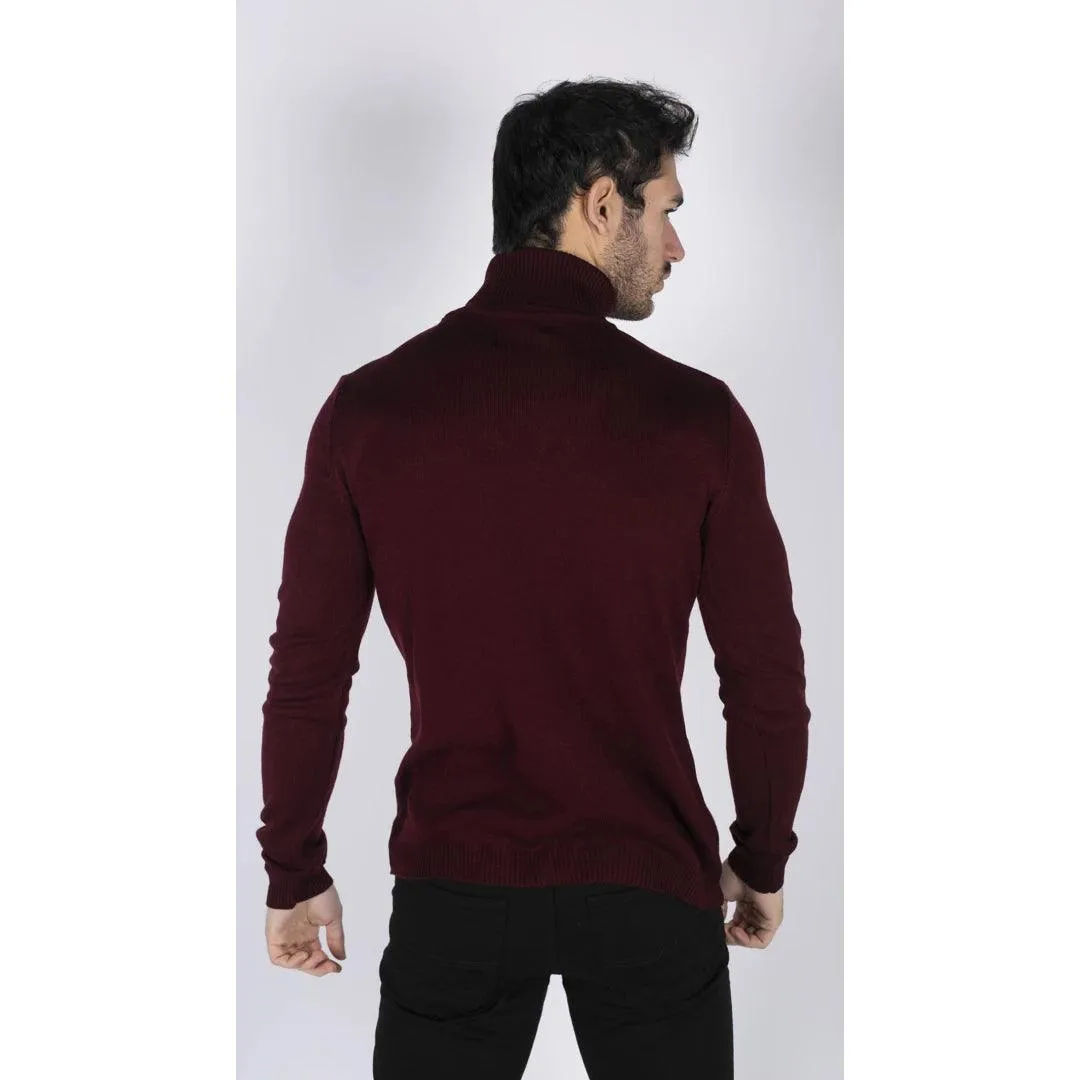 Mens Polar Neck Jumper Roll Neck High Turtle Neck Slim Fit Light Weight