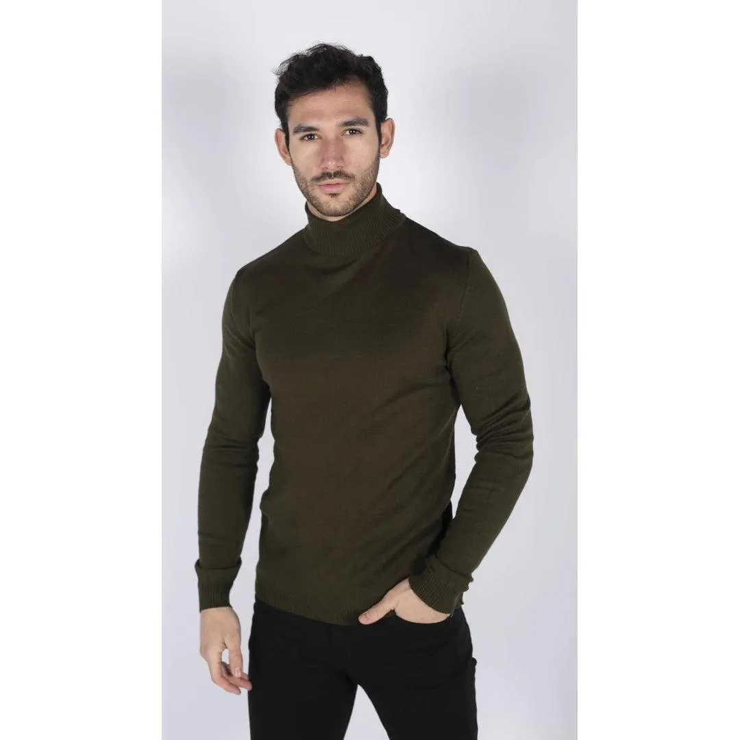 Mens Polar Neck Jumper Roll Neck High Turtle Neck Slim Fit Light Weight