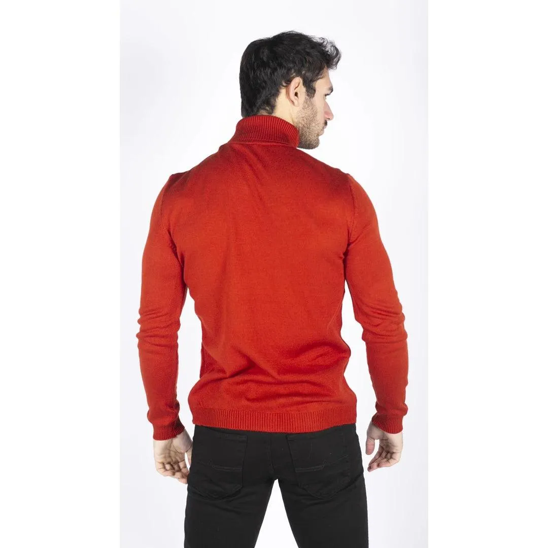 Mens Polar Neck Jumper Roll Neck High Turtle Neck Slim Fit Light Weight