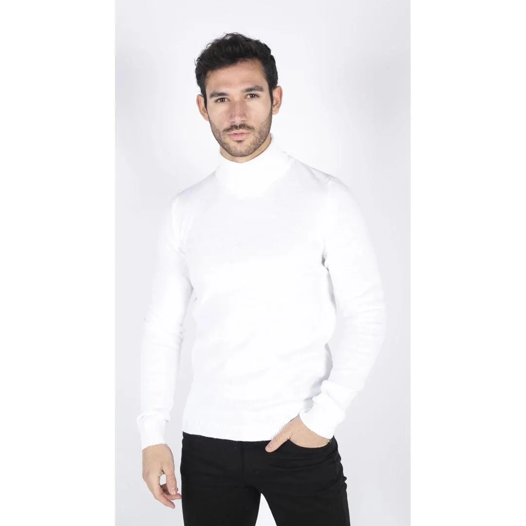 Mens Polar Neck Jumper Roll Neck High Turtle Neck Slim Fit Light Weight