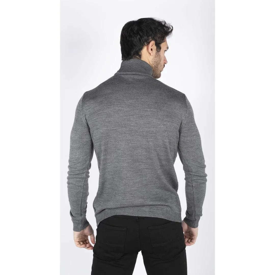 Mens Polar Neck Jumper Roll Neck High Turtle Neck Slim Fit Light Weight