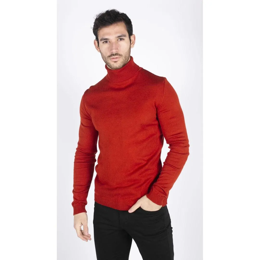 Mens Polar Neck Jumper Roll Neck High Turtle Neck Slim Fit Light Weight