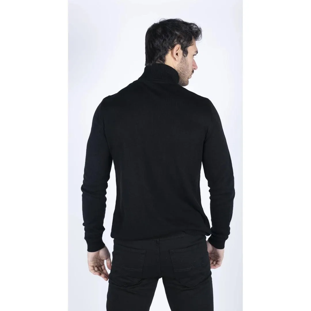 Mens Polar Neck Jumper Roll Neck High Turtle Neck Slim Fit Light Weight