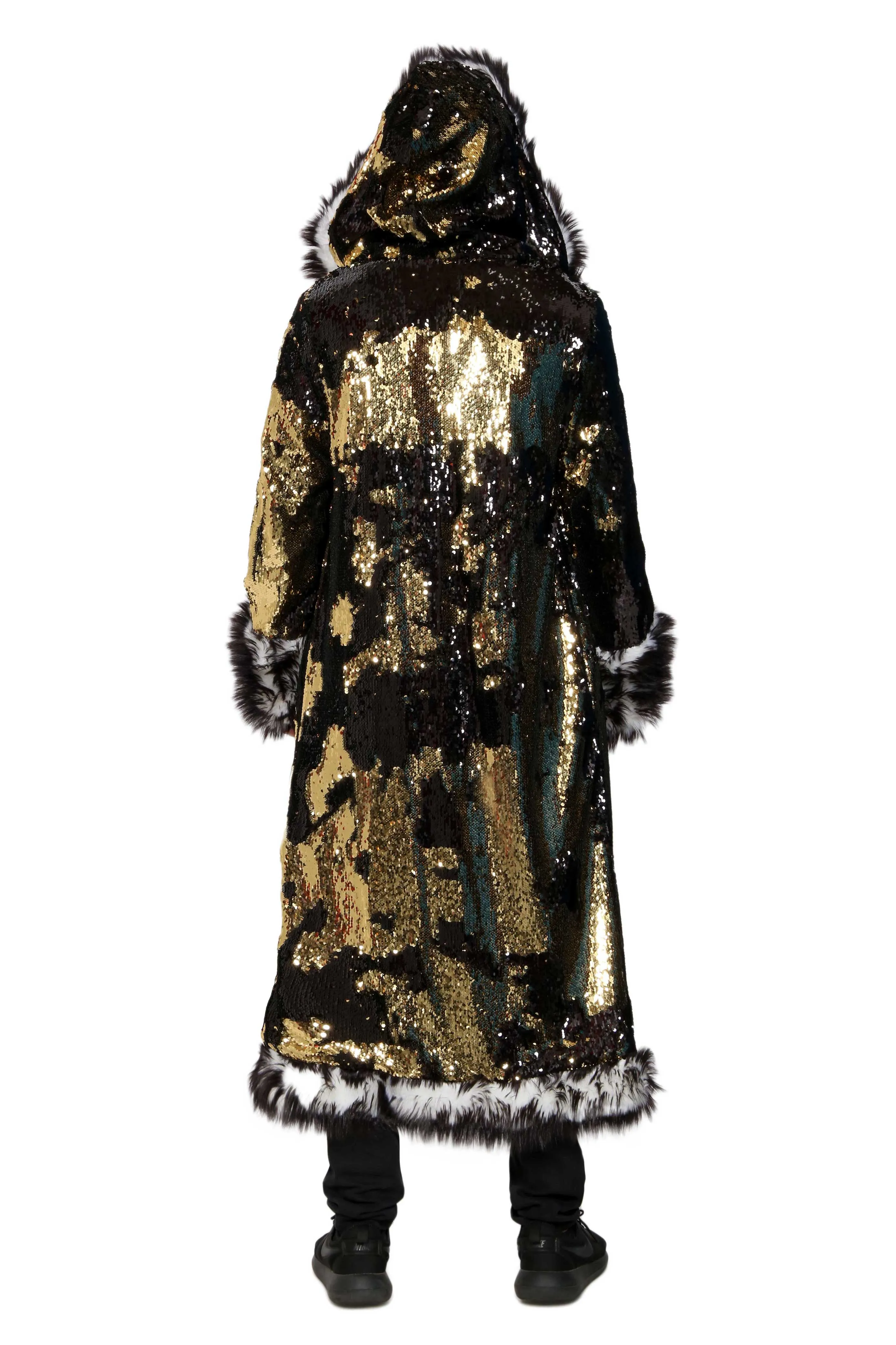 Men's Sequin King Coat in "Black/ Gold"