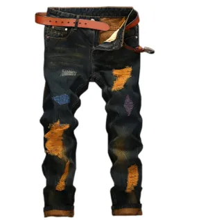 Men's Straight Jeans - Men's Denim High-end Cotton Design  Straight Jeans