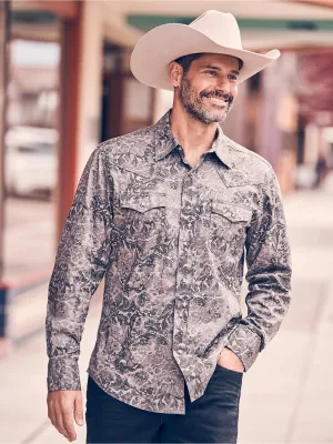 Men's Wrangler® Retro® Premium Long Sleeve Western Snap Printed Shirt - 112356589